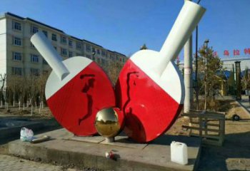 球拍雕塑廠家，烤漆工藝擺件，不銹鋼公園雕塑