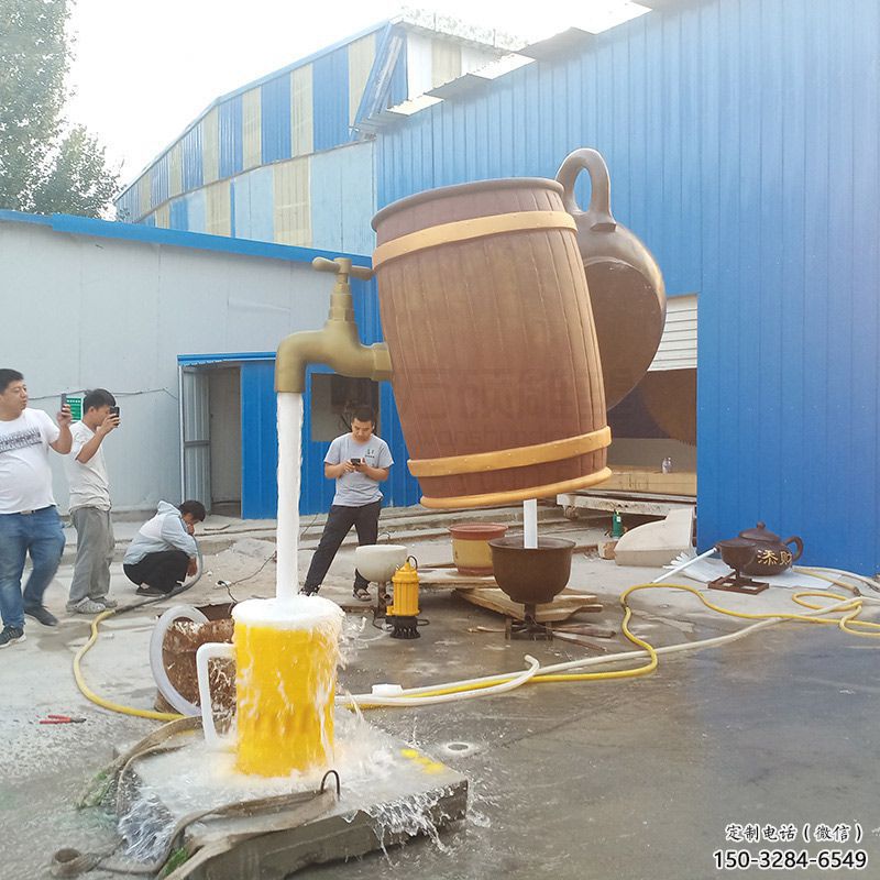 抽象水壺雕塑 店門口彩繪雕塑 步行街?jǐn)[件