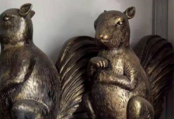 銅松鼠雕塑廠家，動物景觀擺件，仿古元素設計 (3)