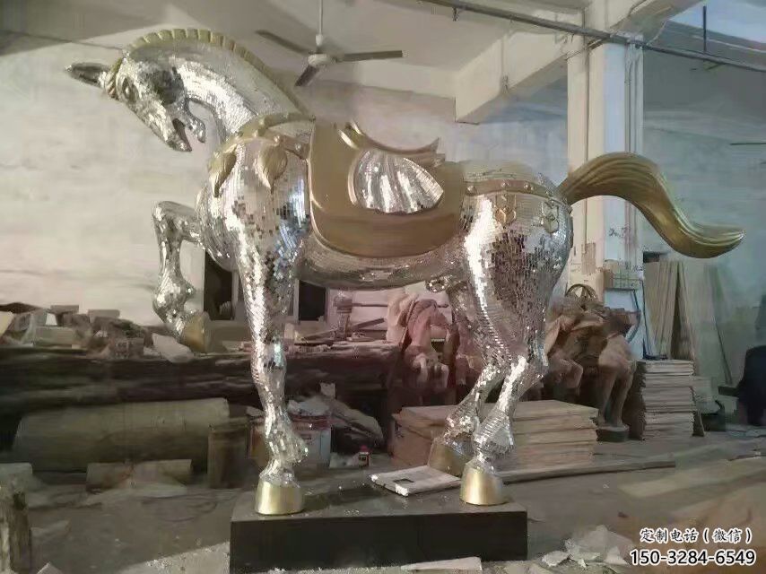 生產奔馬雕塑，鏡面工藝，仿真動物小品