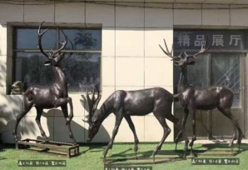 廣場麋鹿銅雕塑 公園仿真雕塑 抽象擺件