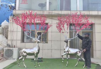 不銹鋼鏤空麋鹿雕塑 廣場近代雕塑 門口小品