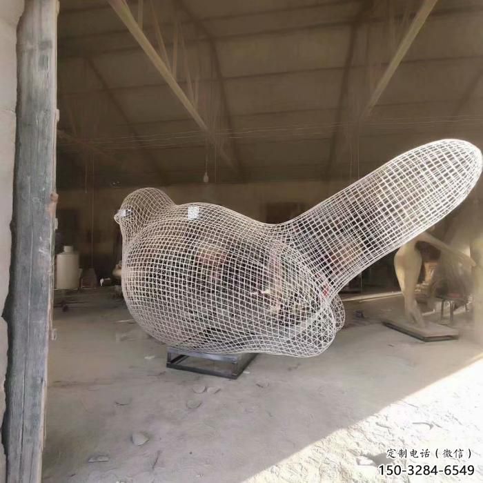庭院鳥類雕塑，動物小品，網格工藝