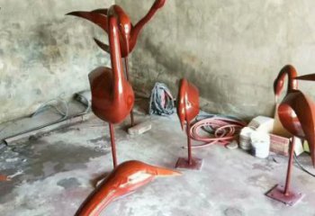 庭院鳥類雕塑，現(xiàn)代小品，彩繪工藝