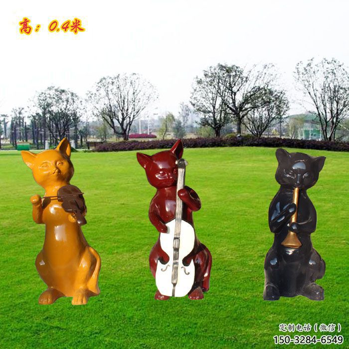 操場(chǎng)小貓雕塑，公園題材，剪影工藝