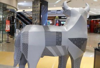 室內(nèi)小牛雕塑，景觀題材，切面工藝