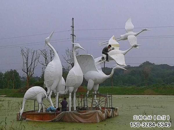 幼兒園白鷺雕塑，鐵藝文化雕塑，鑄造制作