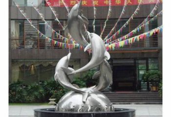 動物不銹鋼魚形雕塑，房地產門口雕塑，鏡面工藝