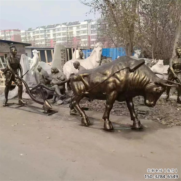 飯店老牛雕塑，鍍金歐式雕塑，鍍金工藝
