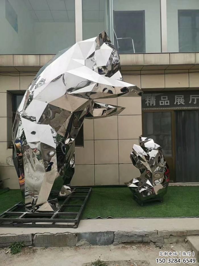 庭院狗熊雕塑，鍍金歐式雕塑，網格形式