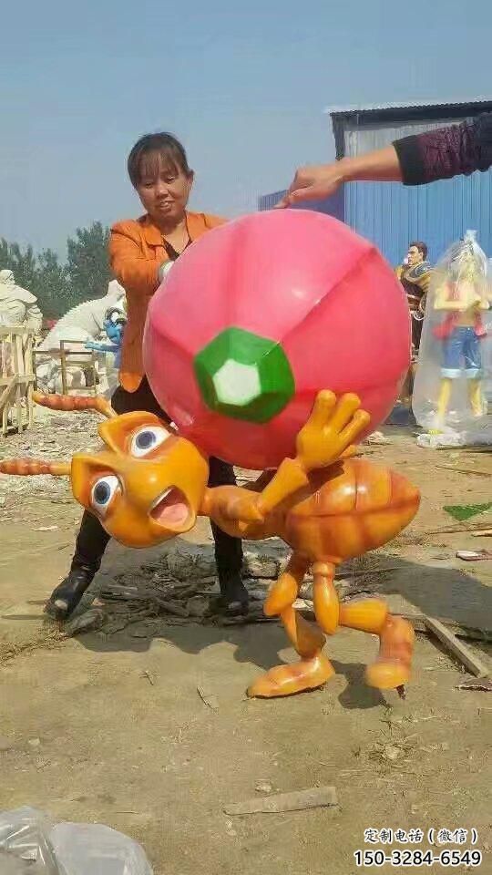 步行街蟲(chóng)子雕塑，鑄銅農(nóng)耕雕塑，鏤空方式