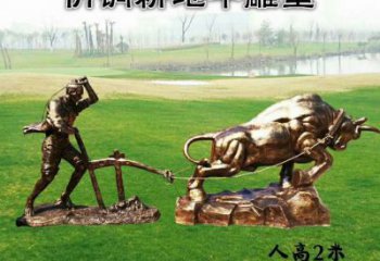 廣場老牛雕塑，卡通水景雕塑，抽象效果
