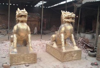 公園麒麟雕塑，噴砂發光雕塑，鑄銅工藝