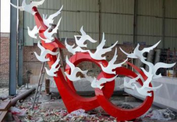 庭院鴿子雕塑，鍍金歐式雕塑，彩繪形式