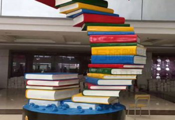 室內書籍雕塑，拉絲景觀雕塑，抽象效果