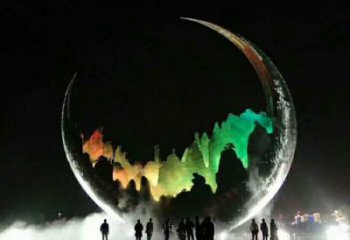 城市月亮雕塑，網(wǎng)格體育雕塑，古銅效果