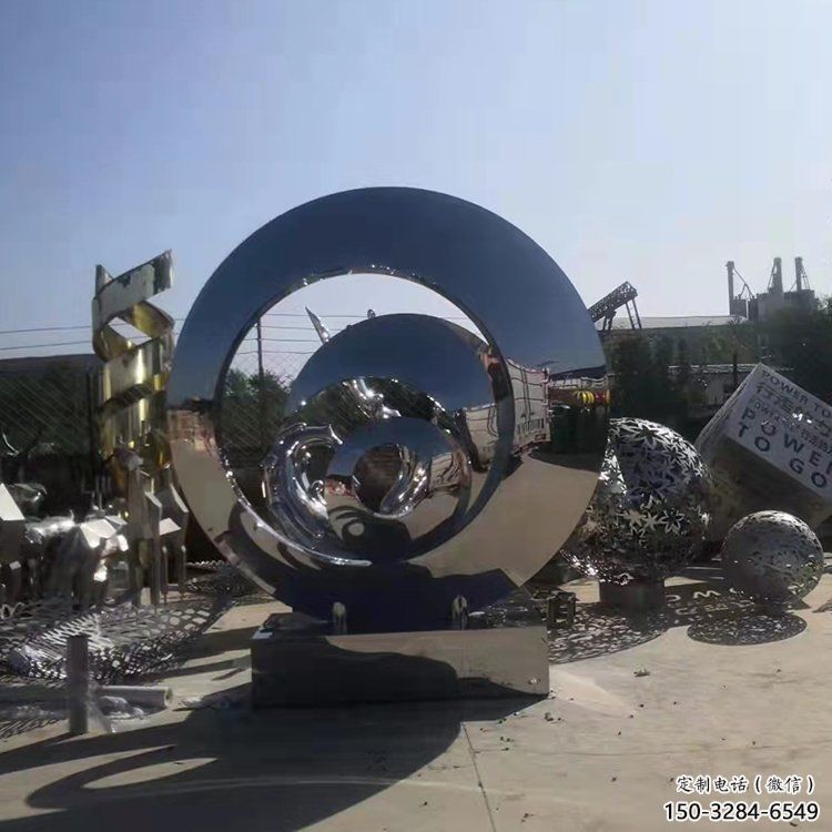 步行街圓環雕塑，鍛造景觀雕塑，鏤空方式