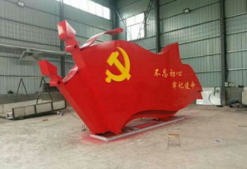 校園黨徽雕塑，拉絲黨建雕塑，抽象主題