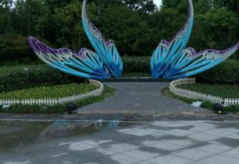 室內翅膀雕塑，拉絲景觀雕塑，抽象效果