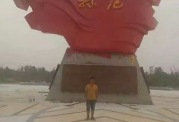 景區(qū)旗幟雕塑，戶外革命雕塑，鐵藝材質(zhì)