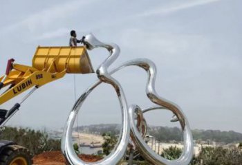 公園福字雕塑，噴砂發光雕塑，鍛造工藝