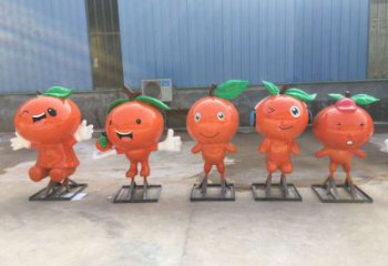 抽象橙子雕塑 店門(mén)口彩繪雕塑 步行街?jǐn)[件