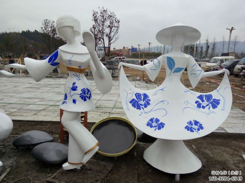 公園仕女雕塑 酒店門(mén)口雕塑 彩繪擺件