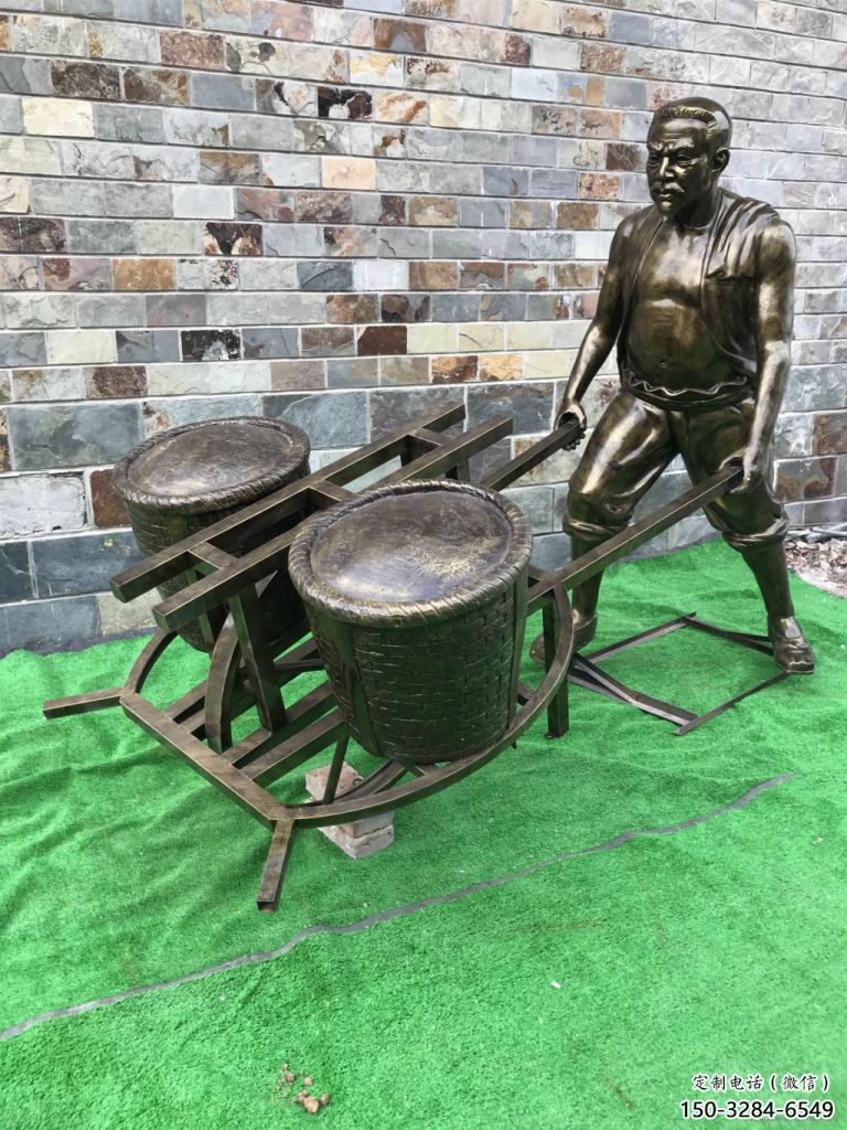 商場(chǎng)獨(dú)輪車雕塑 民俗雕塑 店門(mén)口小品