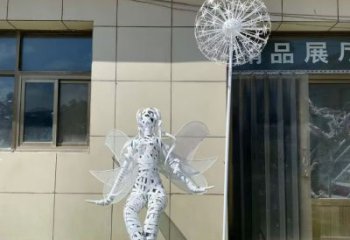拉絲小精靈雕塑 鏤空創(chuàng)意雕塑 別墅區(qū)動漫雕塑