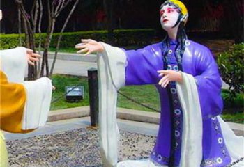 彩繪京劇雕塑 現(xiàn)代民俗雕塑 公園唱戲雕塑