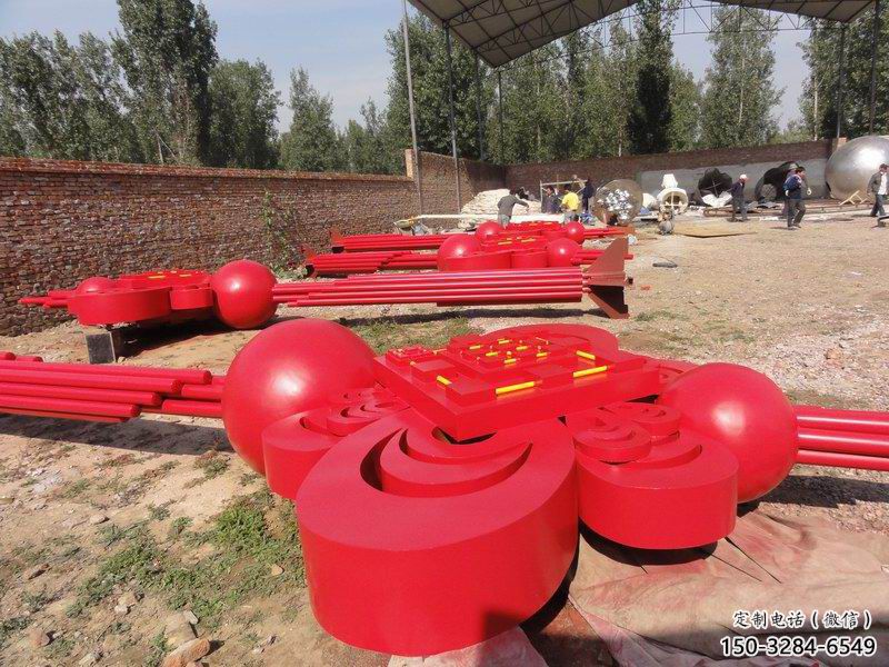 公園中國結雕塑廠家，烤漆工藝制作，民俗文化標識