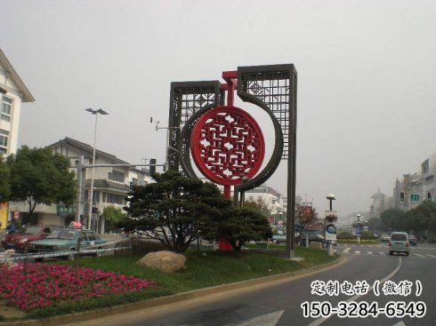 景區(qū)中國(guó)結(jié)雕塑廠家，烤漆工藝制作，民俗文化標(biāo)識(shí)