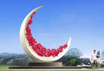 仿真月牙雕塑 電鍍現(xiàn)代月亮牙雕塑 抽象雕塑