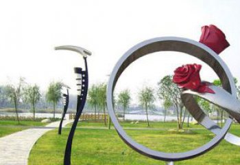房地產(chǎn)指環(huán)雕塑 剪影標(biāo)識雕塑 鍛造戒指環(huán)雕塑