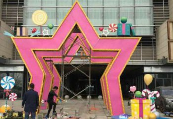 五角星門套雕塑，美陳藝術(shù)概念，不銹鋼大門雕塑展示