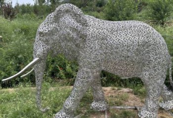 公園大象雕塑定做，小區(qū)擺件，鏤空大象雕塑制作