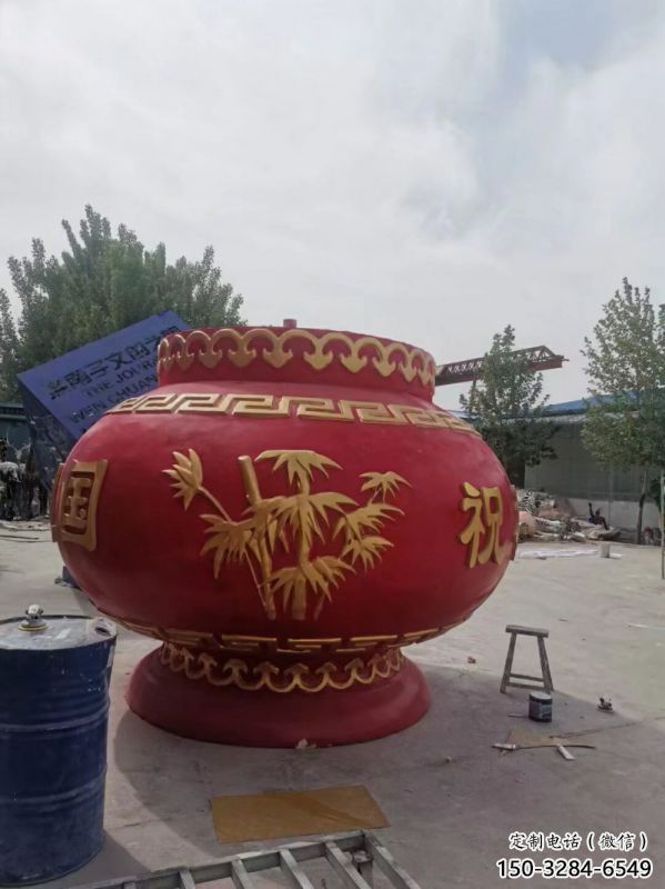 裝飾景觀花籃雕塑通用，街景小品，玻璃鋼花籃雕塑裝飾制造
