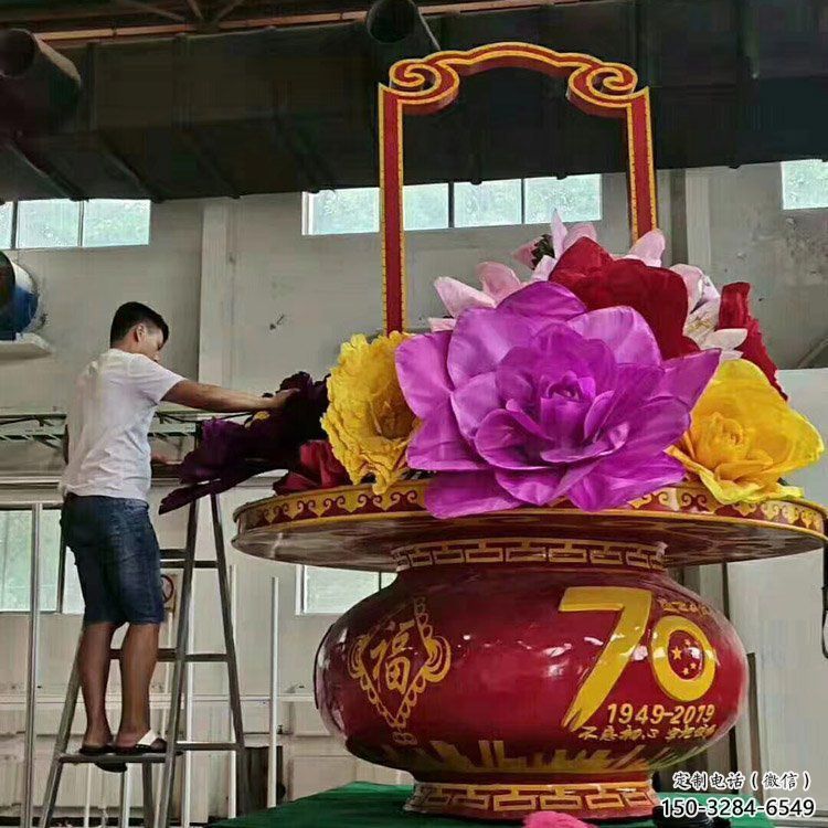 花籃雕塑觀賞型，公園小品，景觀小品仿真花籃雕塑常用
