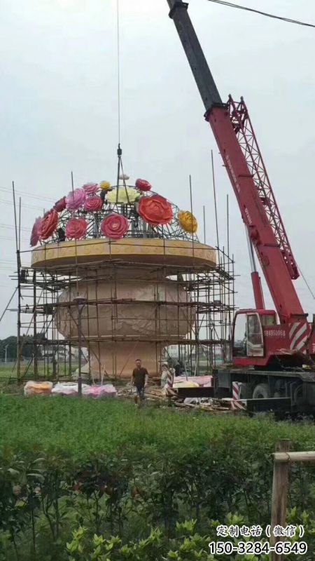 主題花籃雕塑制作，村標(biāo)概念，鍛鋼公園花籃雕塑專供