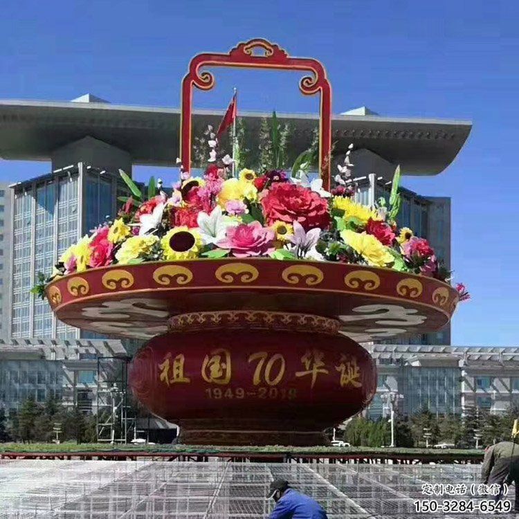 售樓部花籃雕塑，噴砂發光雕塑，烤漆題材