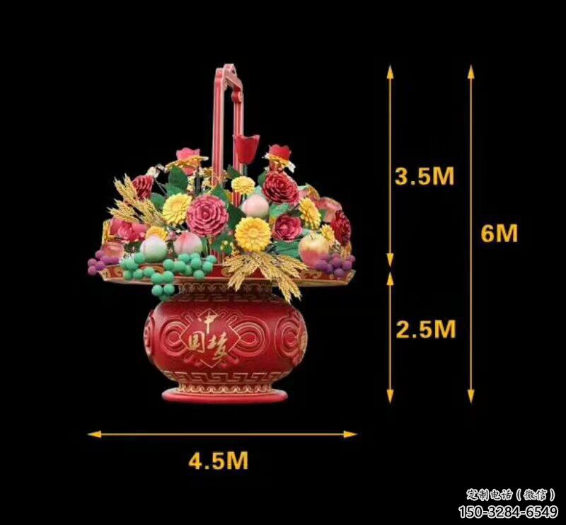 雕塑花籃景觀制造，街景小品，景觀裝飾鐵藝花籃雕塑優價