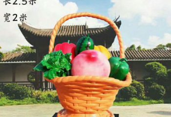 景區(qū)果籃雕塑通用，陸地擺件，仿真果籃雕塑點擊