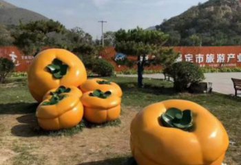 果籃雕塑供應，圓雕體系，景觀柿子果籃雕塑展品