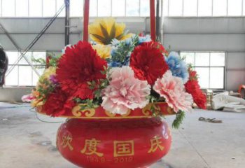 花籃雕塑通用，街道標識，鋼鑄仿真花籃雕塑承接