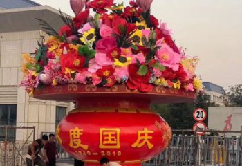 花籃雕塑制作制造商，花朵組合，公共仿真花籃雕塑優選