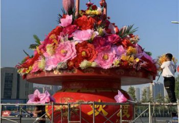 主題花籃雕塑生產(chǎn)，透雕系列，別墅仿真花籃雕塑生產(chǎn)商