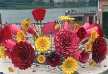小花籃雕塑訂做，校園雕塑，花卉花籃雕塑花卉花籃雕塑批發