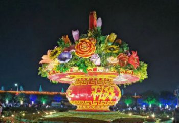 花籃雕塑精選，歐式風格，門口景區花籃雕塑選定
