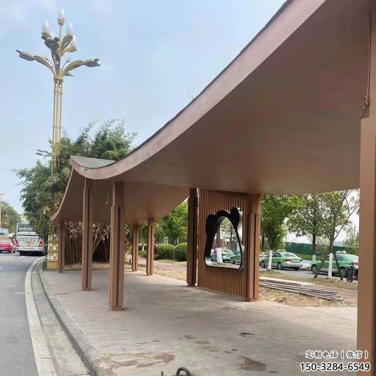 不銹鋼長廊廊架雕塑，公園休閑地