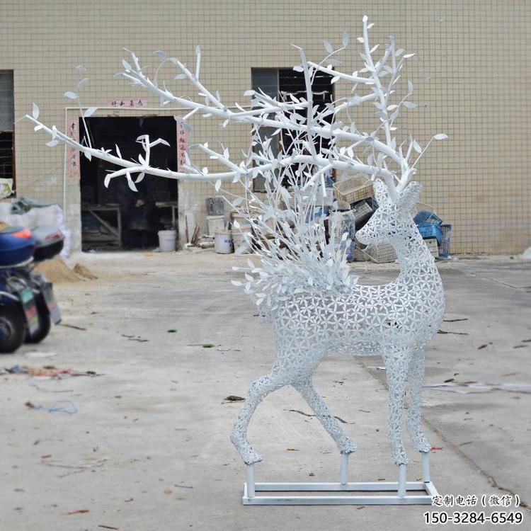花園梅花鹿雕塑批發，標識雕塑，展示鏤空梅花鹿雕塑